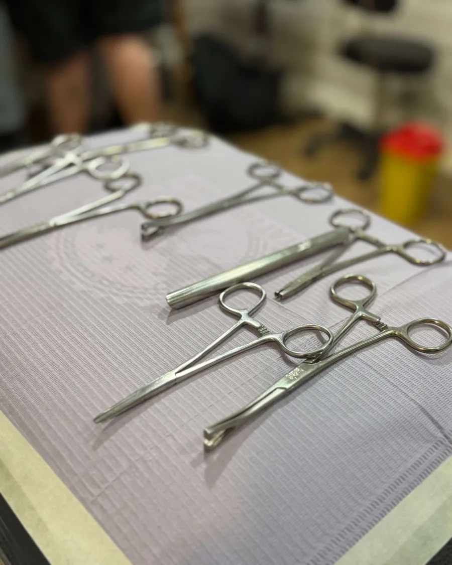 Instrumental esterilizado del Curso de Piercing de la escuela ESAP de Madrid Instrumental esterilizado del Curso de Piercing de la escuela ESAP de Madrid